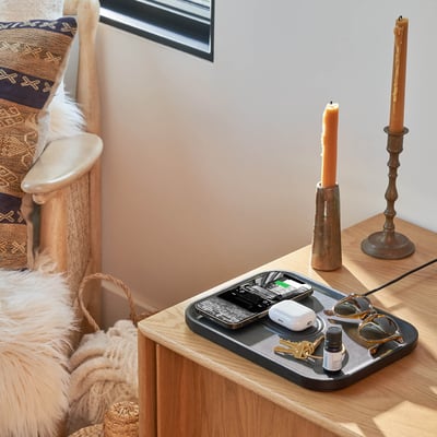 Mag:3 Wireless Charger Tray - Leather / Black (BK-BK)