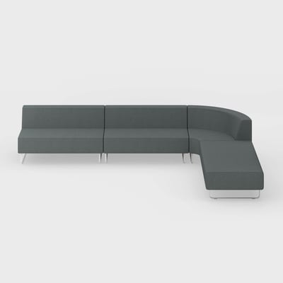 Riverbend Four-Piece Modular Sectional - 4-Piece Round Corner / Steel (4H-FT) / Plaster (TR-TW)