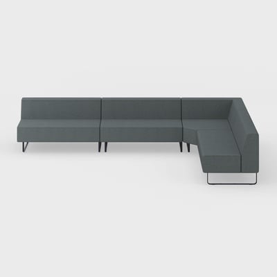 Riverbend Four-Piece Modular Sectional - 4-Piece Square Corner / Steel (4H-FT) / Pitch (TR-TF)
