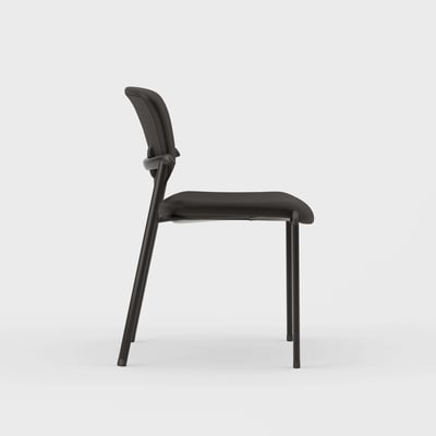 Improv Stacking Chair - Black Vegan Leather (XJ-BL) / No