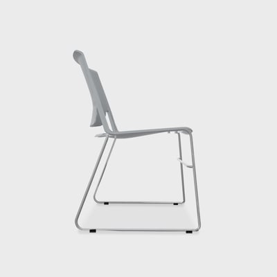 Very Wireframe Stacking Chair - Fog (TR-7) / Metallic Silver (TR-LE) / No