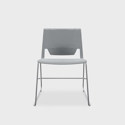 Very Wireframe Stacking Chair - Fog (TR-7) / Metallic Silver (TR-LE) / No