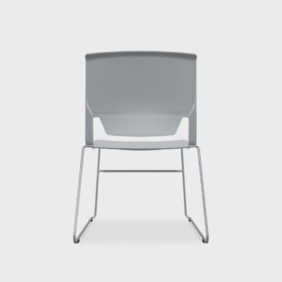 Very Wireframe Stacking Chair - Fog (TR-7) / Metallic Silver (TR-LE) / No