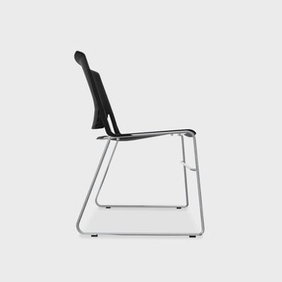 Very Wireframe Stacking Chair - Black (TR-F) / Metallic Silver (TR-LE) / No