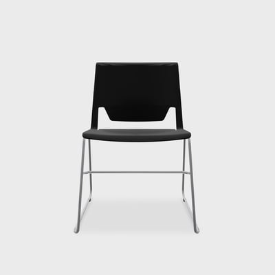 Very Wireframe Stacking Chair - Black (TR-F) / Metallic Silver (TR-LE) / No