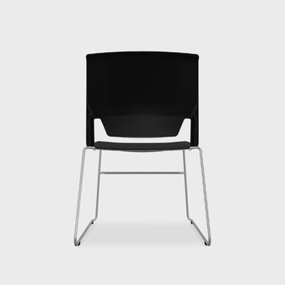 Very Wireframe Stacking Chair - Black (TR-F) / Metallic Silver (TR-LE) / No