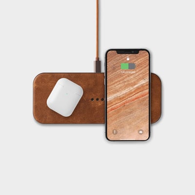Catch:2 Multi-Device Wireless Charger - Leather / Saddle (BR-ORB)