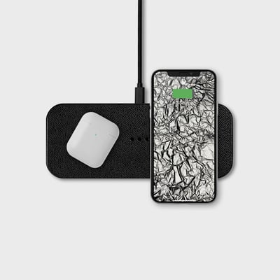Catch:2 Multi-Device Wireless Charger - Leather / Black (BK-BK)