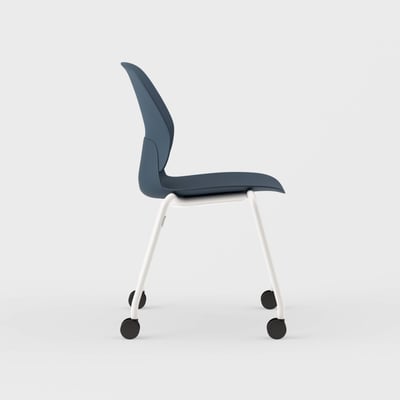 Maari Chair with 4-Leg Base - Indigo (TR-1V) / Smooth Plaster (TR-PLS) / Soft Casters