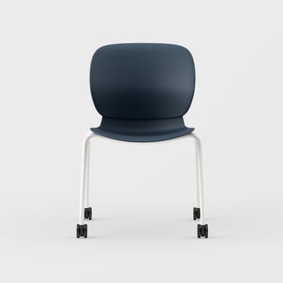 Maari Chair with 4-Leg Base - Indigo (TR-1V) / Smooth Plaster (TR-PLS) / Soft Casters