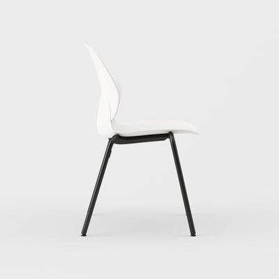 Maari Chair with 4-Leg Base - Smooth Plaster (TR-PLS) / Black (TR-F) / Plastic Glide