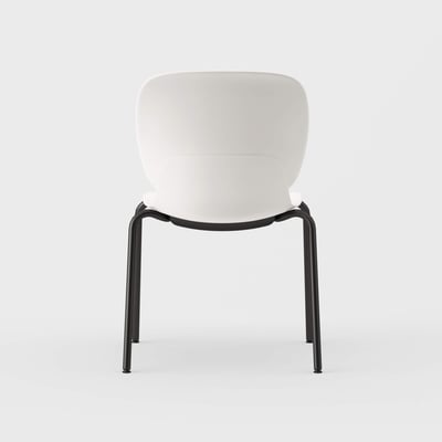 Maari Chair with 4-Leg Base - Smooth Plaster (TR-PLS) / Black (TR-F) / Plastic Glide