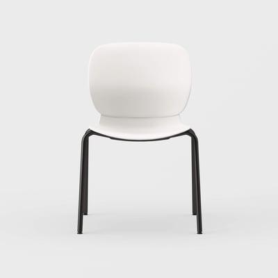 Maari Chair with 4-Leg Base - Smooth Plaster (TR-PLS) / Black (TR-F) / Plastic Glide