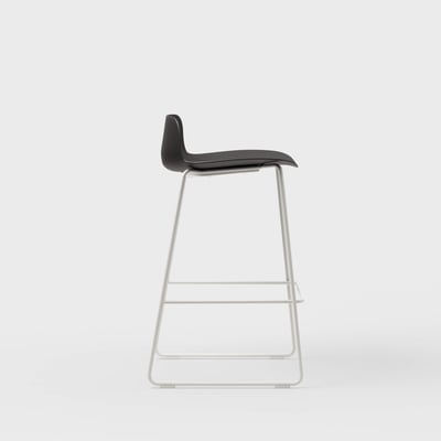 Maari Stool with Sled Base - Low Back / Black (TR-F) / Smooth Plaster (TR-PLS)