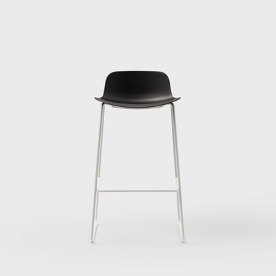 Maari Stool with Sled Base - Low Back / Black (TR-F) / Smooth Plaster (TR-PLS)