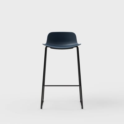 Maari Stool with Sled Base - Low Back / Indigo (TR-1V) / Black (TR-F)