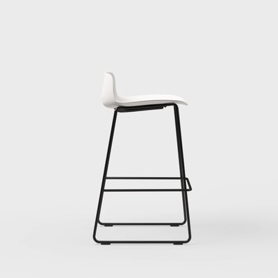 Maari Stool with Sled Base - Low Back / Smooth Plaster (TR-PLS) / Black (TR-F)