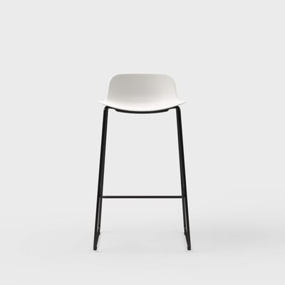 Maari Stool with Sled Base - Low Back / Smooth Plaster (TR-PLS) / Black (TR-F)