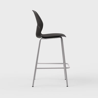 Maari Stool with 4-Leg Base - Black (TR-F) / Metallic Silver (TR-LE)