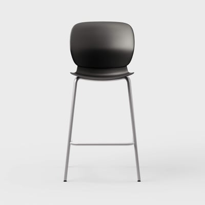 Maari Stool with 4-Leg Base - Black (TR-F) / Metallic Silver (TR-LE)