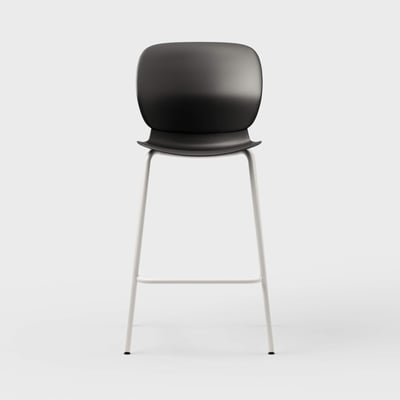 Maari Stool with 4-Leg Base - Black (TR-F) / Smooth Plaster (TR-PLS)