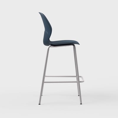 Maari Stool with 4-Leg Base - Indigo (TR-1V) / Metallic Silver (TR-LE)