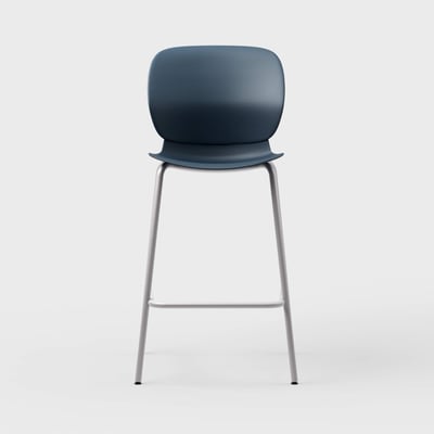 Maari Stool with 4-Leg Base - Indigo (TR-1V) / Metallic Silver (TR-LE)