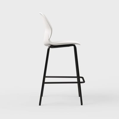 Maari Stool with 4-Leg Base - Smooth Plaster (TR-PLS) / Black (TR-F)