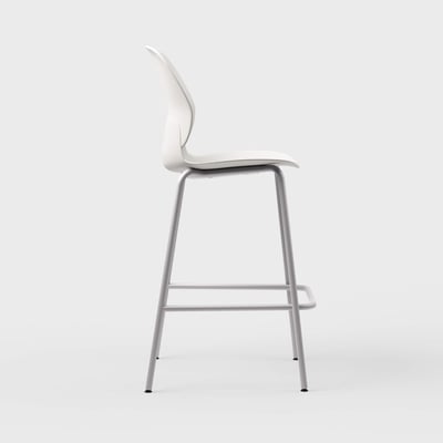 Maari Stool with 4-Leg Base - Smooth Plaster (TR-PLS) / Metallic Silver (TR-LE)