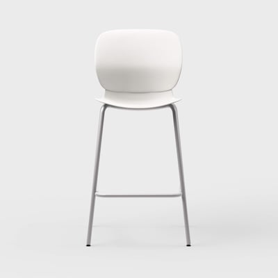 Maari Stool with 4-Leg Base - Smooth Plaster (TR-PLS) / Metallic Silver (TR-LE)