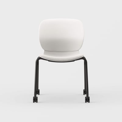 Maari Chair 4-Leg Base with Upholstered Seat - Ramie Gunnie (4V-GN) / Black (TR-F) / Caster