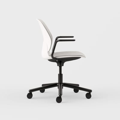 Maari Upholstered Chair with 5-Star Base - Ramie Gunnie (4V-GN) / Black (TR-F)