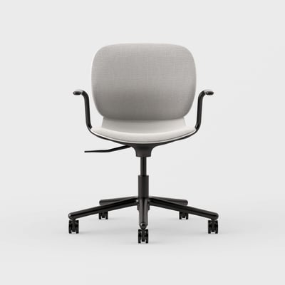 Maari Upholstered Chair with 5-Star Base - Ramie Gunnie (4V-GN) / Black (TR-F)