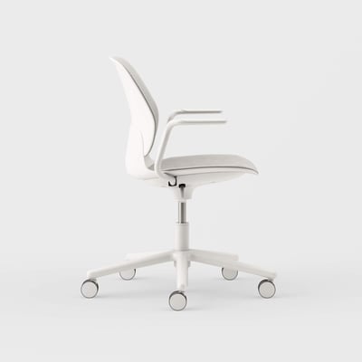 Maari Upholstered Chair with 5-Star Base - Ramie Gunnie (4V-GN) / Smooth Plaster (TR-PLS)