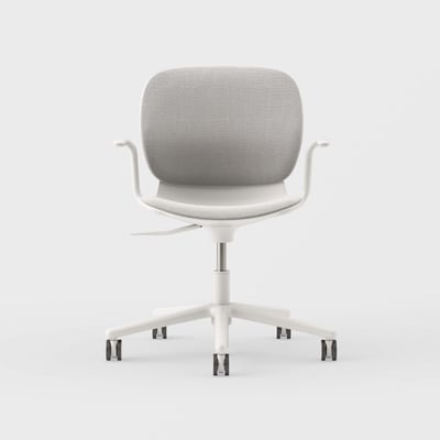 Maari Upholstered Chair with 5-Star Base - Ramie Gunnie (4V-GN) / Smooth Plaster (TR-PLS)