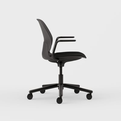 Maari Chair 5-Star Base with Upholstered Seat - Melange Nap 191 (S7-D) / Black (TR-F)