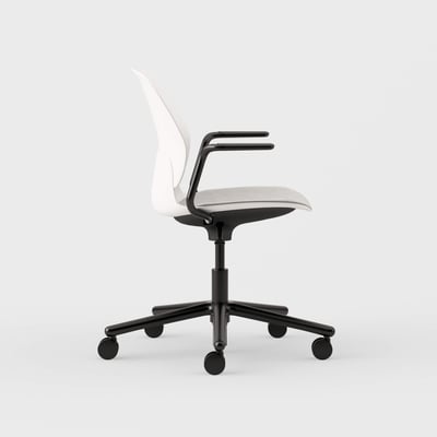 Maari Chair 5-Star Base with Upholstered Seat - Ramie Gunnie (4V-GN) / Black (TR-F)