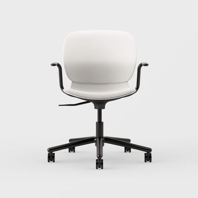 Maari Chair 5-Star Base with Upholstered Seat - Ramie Gunnie (4V-GN) / Black (TR-F)