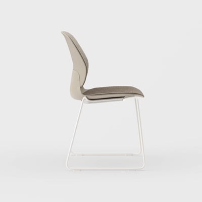 Maari Upholstered Chair with Sled Base - Melange Nap 111 (S7-A) / Smooth Plaster (TR-PLS)