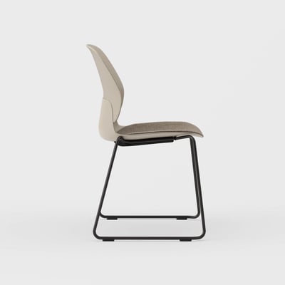 Maari Chair Sled Base with Upholstered Seat - Melange Nap 111 (S7-A) / Black (TR-F)