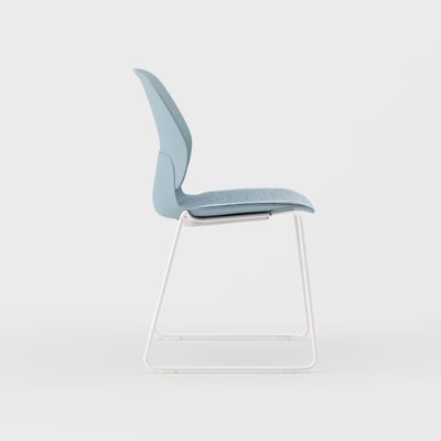 Maari Chair Sled Base with Upholstered Seat - Melange Nap 711 (S7-M) / Smooth Plaster (TR-PLS)