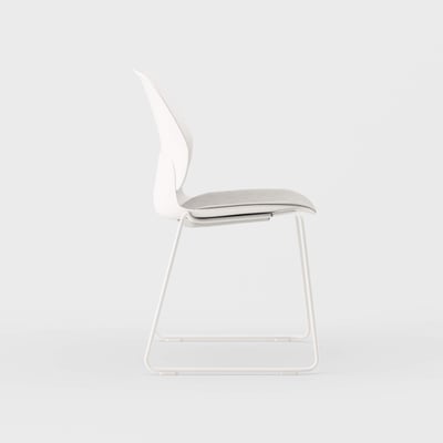 Maari Chair Sled Base with Upholstered Seat - Ramie Gunnie (4V-GN) / Smooth Plaster (TR-PLS)