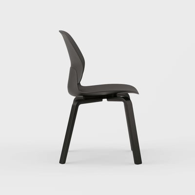 Maari Chair with Wood Base - Black (TR-F) / Ink on Oak (M5-W43)