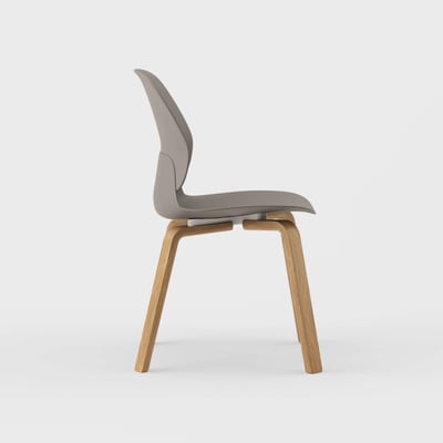 Maari Chair with Wood Base - Coffee (TR-CF) / Clear on White Oak (M5-W35)