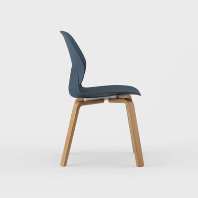 Maari Chair with Wood Base - Indigo (TR-1V) / Clear on White Oak (M5-W35)