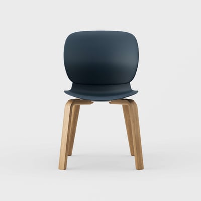 Maari Chair with Wood Base - Indigo (TR-1V) / Clear on White Oak (M5-W35)