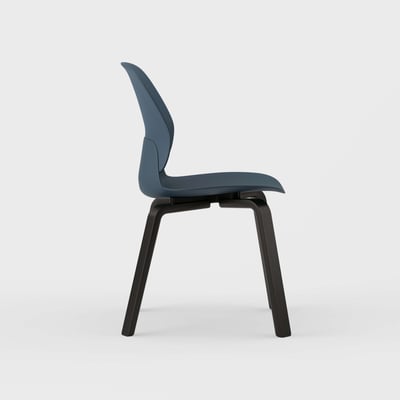 Maari Chair with Wood Base - Indigo (TR-1V) / Ink on Oak (M5-W43)