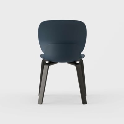 Maari Chair with Wood Base - Indigo (TR-1V) / Ink on Oak (M5-W43)
