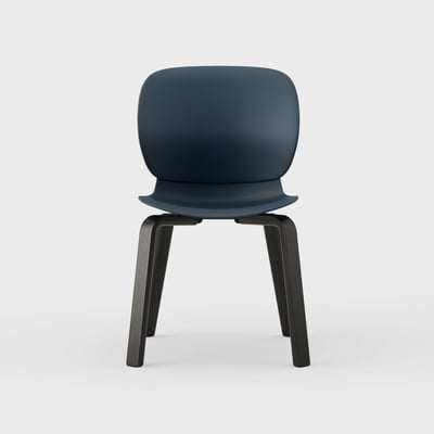 Maari Chair with Wood Base - Indigo (TR-1V) / Ink on Oak (M5-W43)