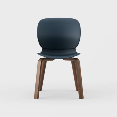 Maari Chair with Wood Base - Indigo (TR-1V) / Walnut on Oak (M5-W44)